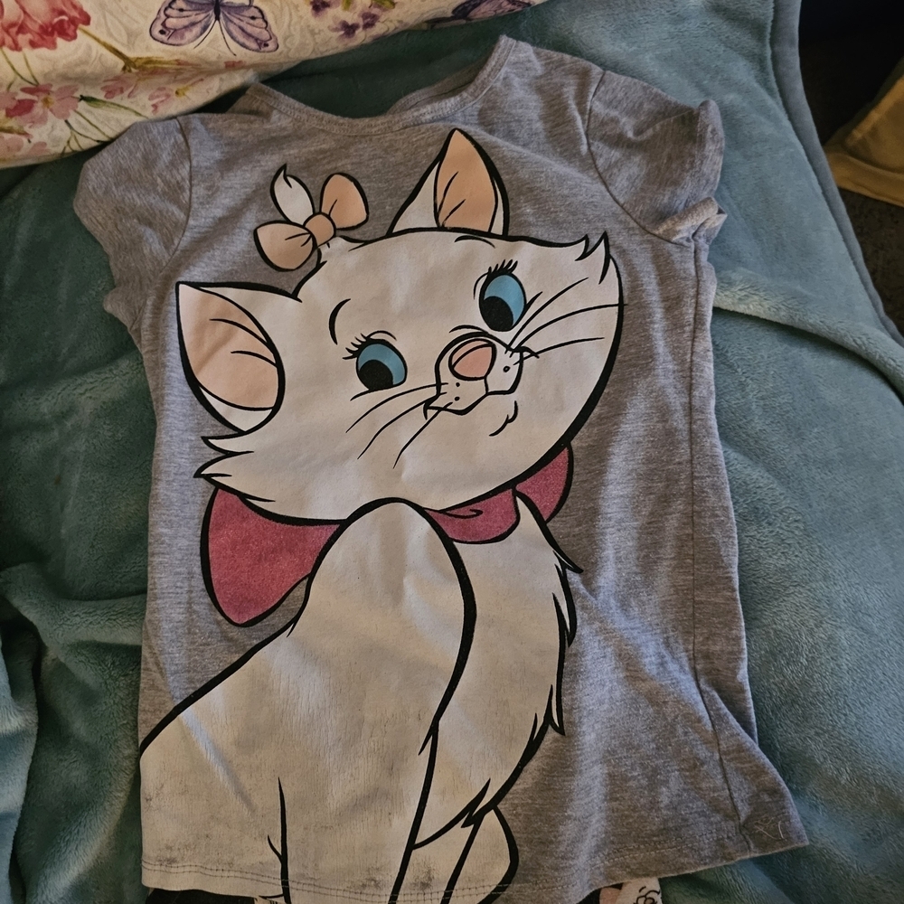 Disney Gray and Black Cat Print Kids Pajama Set - Picture 2 of 8